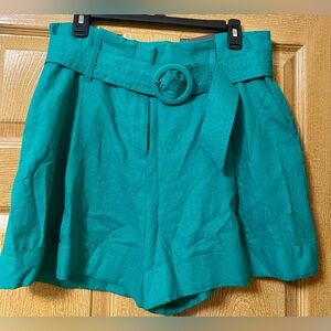 NWT Women’s Worthington Green High Waist Dress Shorts with Belt size 10